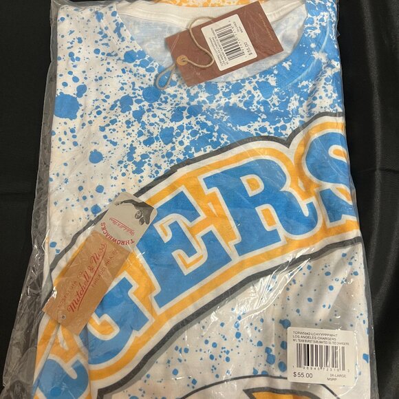 Los Angeles Chargers Mitchell & Ness Team Burst Sublimated T-Shirts-White 3-XL - Picture 1 of 4